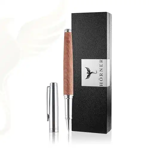 Tintenroller aus Palisanderholz mit Geschenkbox und blauer Tinte