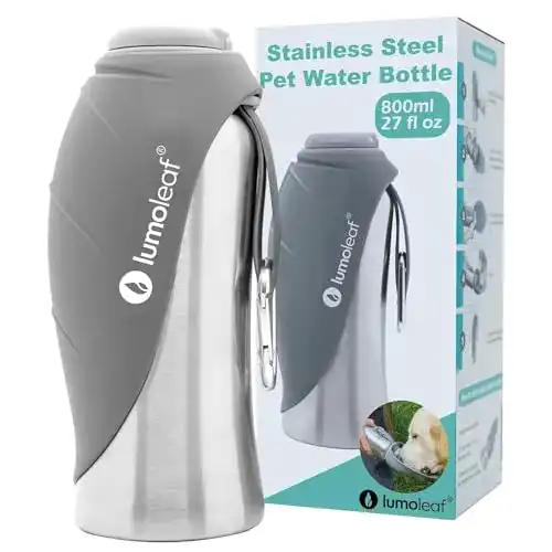 Hundetrinkflasche LumoLeaf aus Edelstahl für unterwegs, 800ml