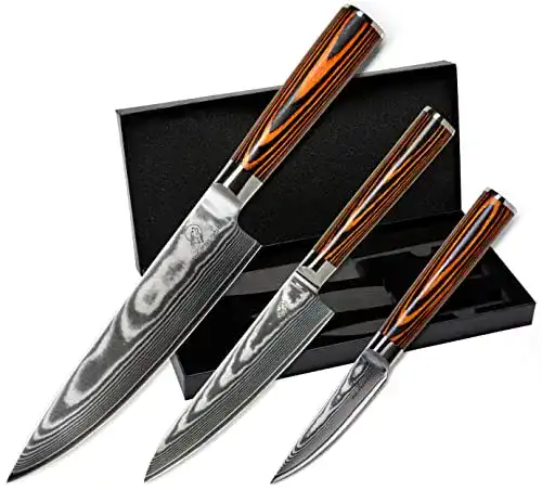 Wolfblut Damastmesser Set 3-teilig (32cm, 26cm, 20cm)