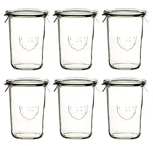 Weckgläser 6x Sturzglas 850ml mit Gummiring und Klammern