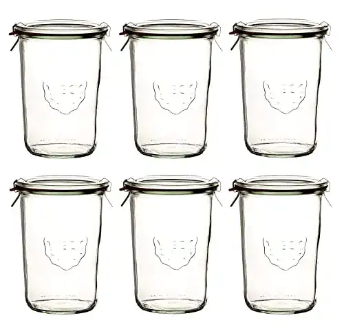Weckgläser 6x Sturzglas 850ml mit Gummiring und Klammern