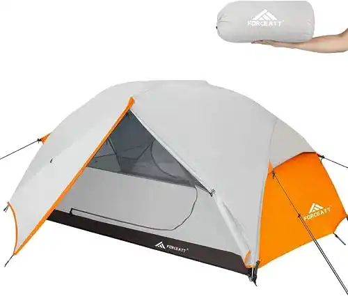 Forceatt 2-Personen Zelt in Grau für Camping und Outdoor-Aktivitäten