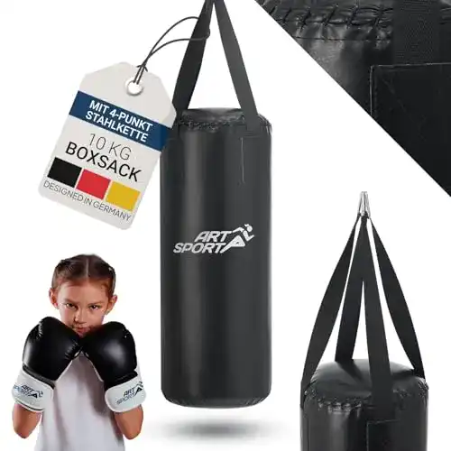 Boxsack für Kinder ArtSport Set gefüllt und hängend