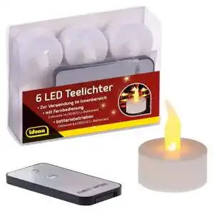 LED-Teelichter mit Fernbedienung Idena 38204, 6 Stück in Warmweiß