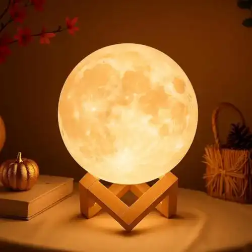 Mydethun Mondlampe 3D Moonlight 12cm mit Holzständer