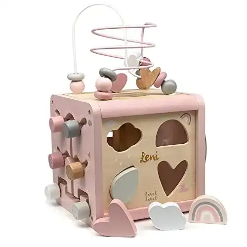 Motorikwürfel Kidslino aus Holz in Rosa