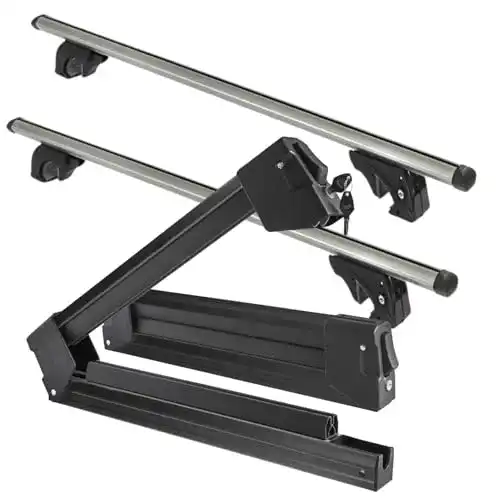 Skiträger VDP Silver Ice ausziehbar und Dachträger LION1 für Seat Ateca