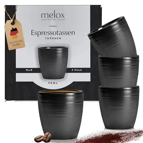 Espresso Tassen MELOX 4er Set mit Tornado-Design