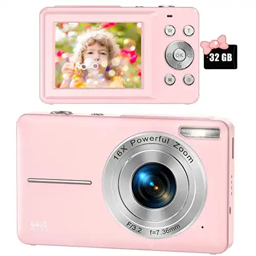 Nicamery Digitalkamera in Pink mit 44MP und 1080P HD für Anfänger