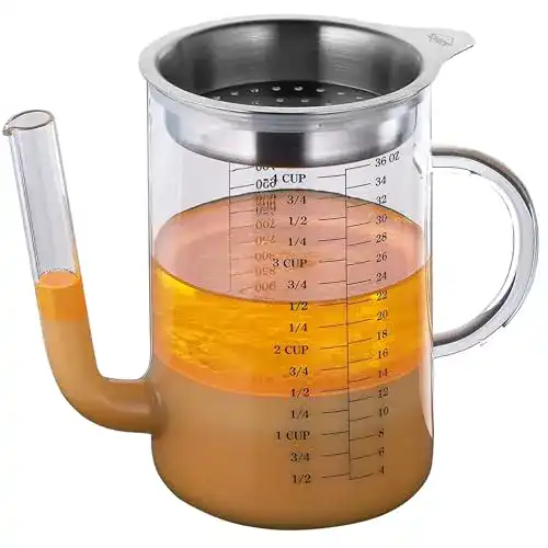 Fetttrennkanne Küchenprofi 1 Liter aus Glas mit Edelstahlsieb