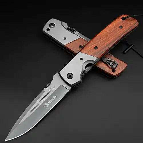 Nedfoss DA52 Klappmesser mit Holzgriff und Liner Lock, 28 cm