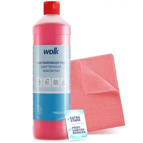 Sanitärreiniger Wolk Profi – Badreiniger 1L für Kalk, Urinstein und Fett