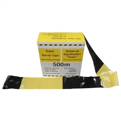 Absperrband gelb-schwarz Kelmaplast 500 m ohne Aufdruck