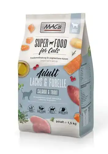 Mac’s Cat Premium Trockenfutter für Katzen, 1,5 kg (Lachs und Forelle)