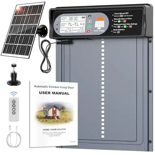 Automatische Hühnerklappe Chamuty Solar aus Aluminium mit Lichtsensor und Timer