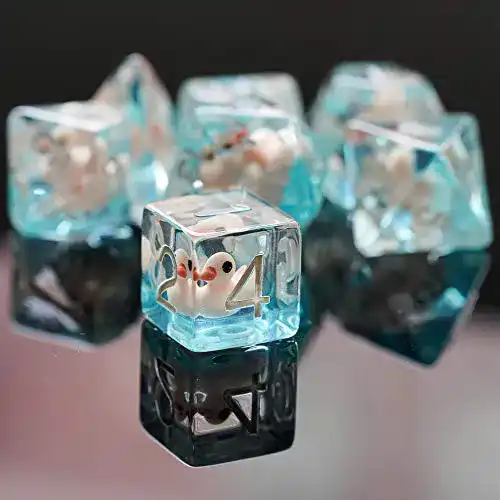 DnD Würfel Set Duck Edition von World of Dice 7 polyedrische Würfel