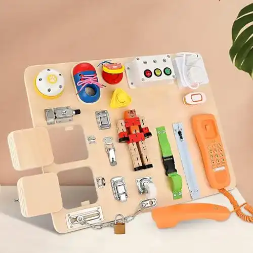 Motorikwand Ovshnrr Busy Board – 20-in-1 Activity Holzspielzeug für Kleinkinder