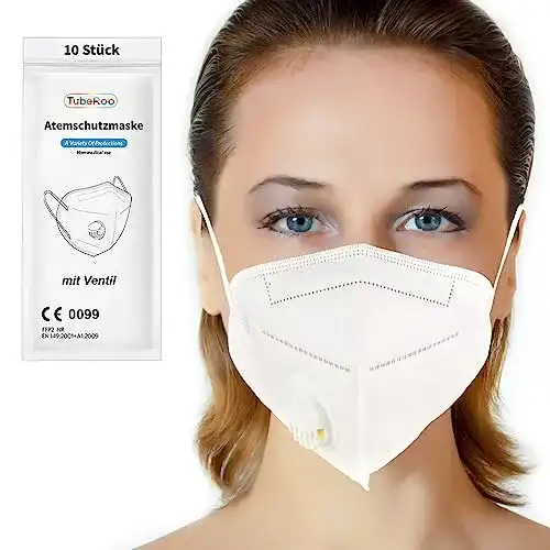Mundschutzmaske Tuberoo FFP2 für Brillenträger mit Ventil, 10 Stück