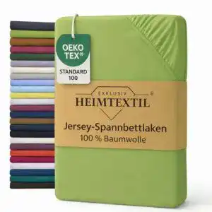 Bettlaken Jersey Spannbettlaken mit Rundumgummizug in Apfelgrün