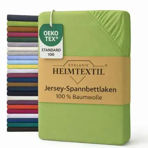 Bettlaken Jersey Spannbettlaken mit Rundumgummizug in Apfelgrün