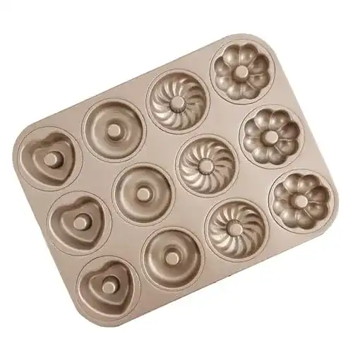 KiNeX Donut-Pfanne mit 12 Hohlräumen aus Kohlenstoffstahl