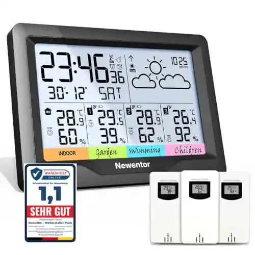Wetterstation mit 3 Außensensoren von Newentor