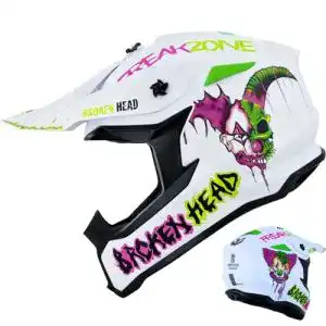 Broken Head FreakZone Motocross-Helm in Weiß-Grün-Pink