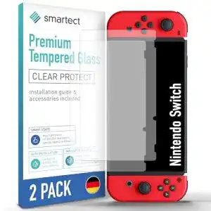 Nintendo Switch Schutzfolie Smartect Schutzglas 2 Stück klar