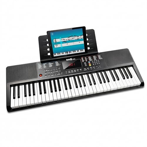 RockJam Kompaktes 61-Tasten-Keyboard mit Notenständer