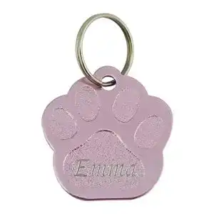 Personalisierte Hundemarke Hanessa mit Gravur in Rosa Pfote