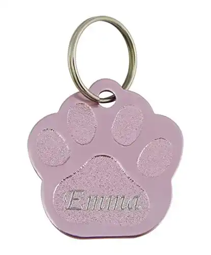 Personalisierte Hundemarke Hanessa mit Gravur in Rosa Pfote