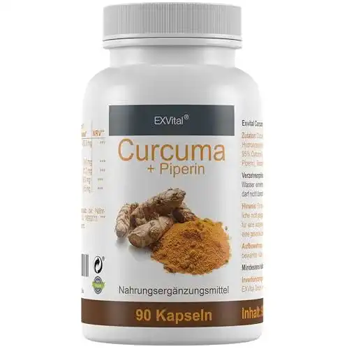 Kurkuma-Kapseln mit Curcumin und Bioperin für vegane Ernährung