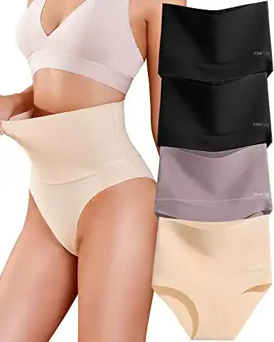 Bauchweg Slip Finetoo 4er Pack High Waist Unterwäsche für Damen