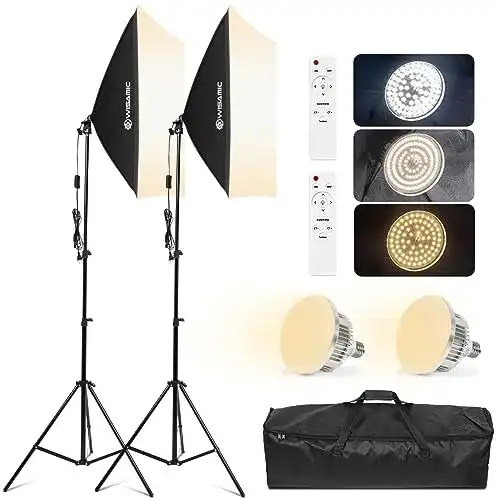 Softbox-Set Wisamic für Fotostudio mit LED Lampen und Stativen