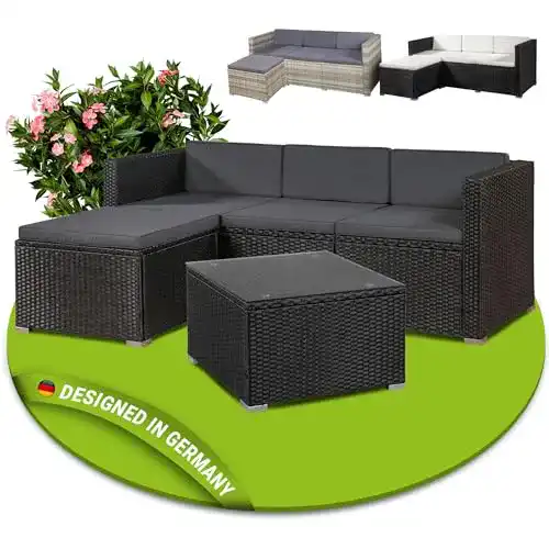 Rattansofa Juskys Polyrattan Lounge Punta Cana M für 3-4 Personen