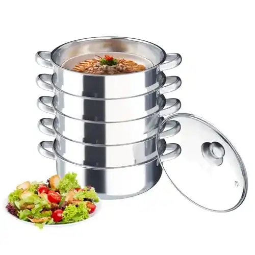 Mantowarka Awolsrgiop Dampfkocher mit 5 Lagen und Edelstahl-Design