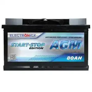AGM-Batterie 80Ah Electronicx für Autos und Transporter, 12V