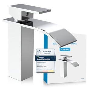 Wasserfall-Wasserhahn Bächlein Badarmatur Tamina in Chrom und Schwarz