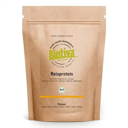 Reisprotein Bio von Biotiva – Pflanzliches Proteinpulver 80%