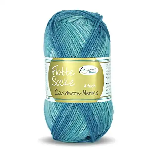Kaschmir-Wolle Rellana Flotte Socke Cashmere Merino Fb. 1323 – türkis