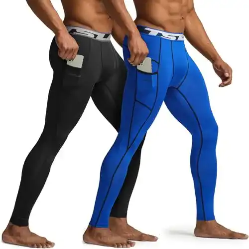 Kompressionslaufhose für Herren TSLA Dri Fit – Sportleggings im 2er Pack