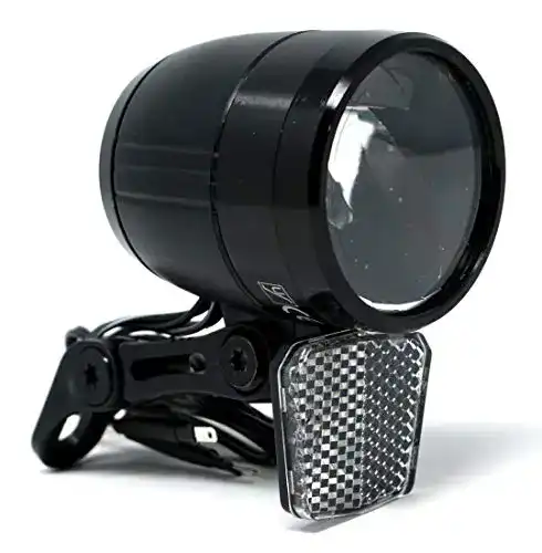 Fahrradlampe mit Nabendynamo und 100 Lux LED Scheinwerfer