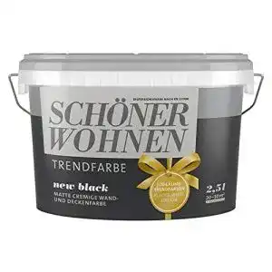Schöner Wohnen Wandfarbe 2,5 L in der Trendfarbe New Black Matt