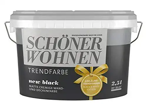 Schöner Wohnen Wandfarbe 2,5 L in der Trendfarbe New Black Matt