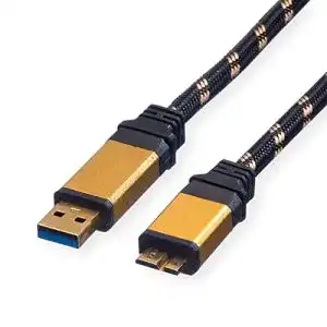 Micro-USB-Kabel Roline Gold USB 3.2 Gen 1, USB A – Micro B, 0,8 m