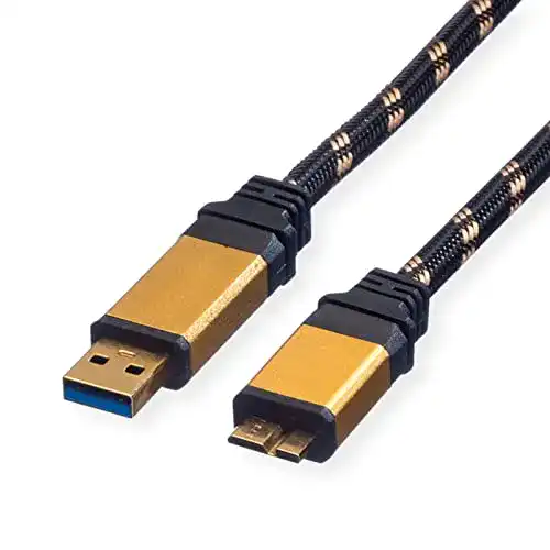 Micro-USB-Kabel Roline Gold USB 3.2 Gen 1, USB A – Micro B, 0,8 m