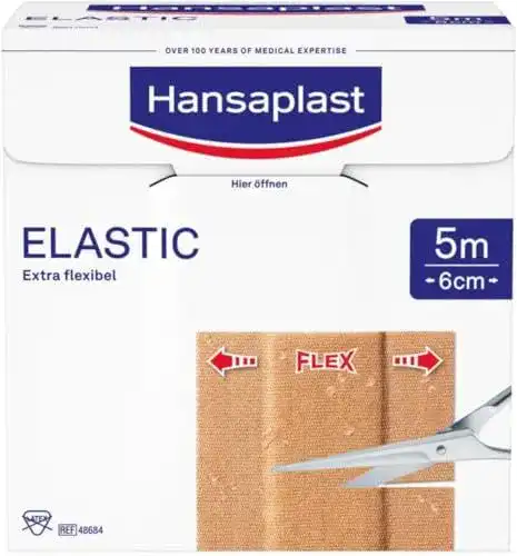 Hansaplast Elastic Pflaster (5m x 6cm) für flexible Wundversorgung