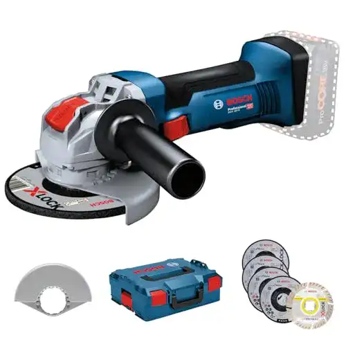 Bosch Professional Winkelschleifer GWX 18V-8 mit X-LOCK und Trennscheiben Set