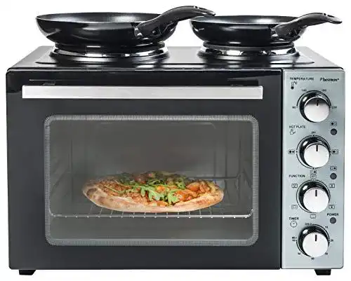 Minibackofen Bestron AOV31CP mit Doppelkochplatte für Kleinküchen