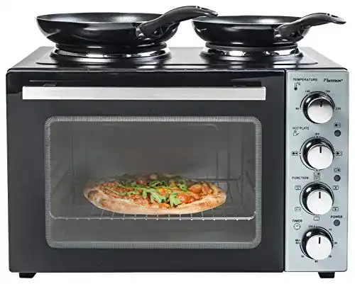 Minibackofen Bestron AOV31CP mit Doppelkochplatte für Kleinküchen